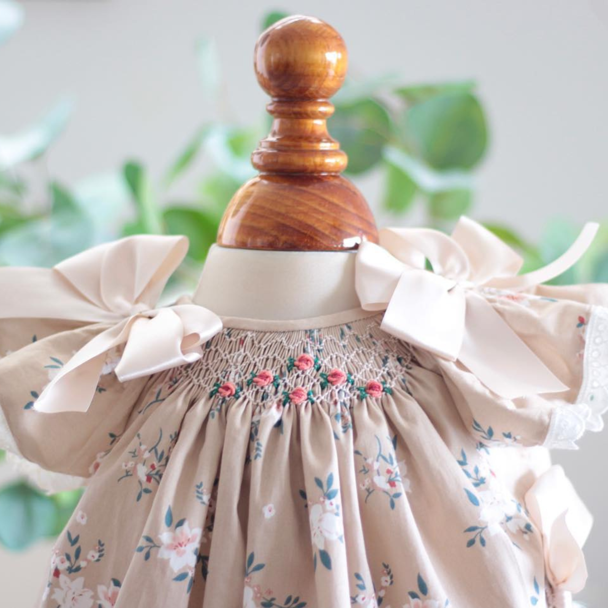 Handmade Embroidered Dress with Flower Print